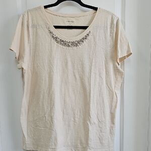 St. John's Bay Yellow Embellished Relaxed Tee
